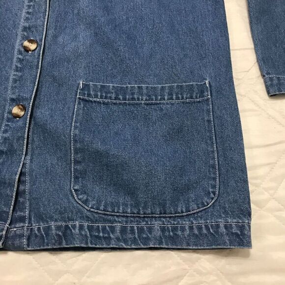 Clementine women's denim 4 pocket long sleve button front shirt Large - Picture 2 of 4